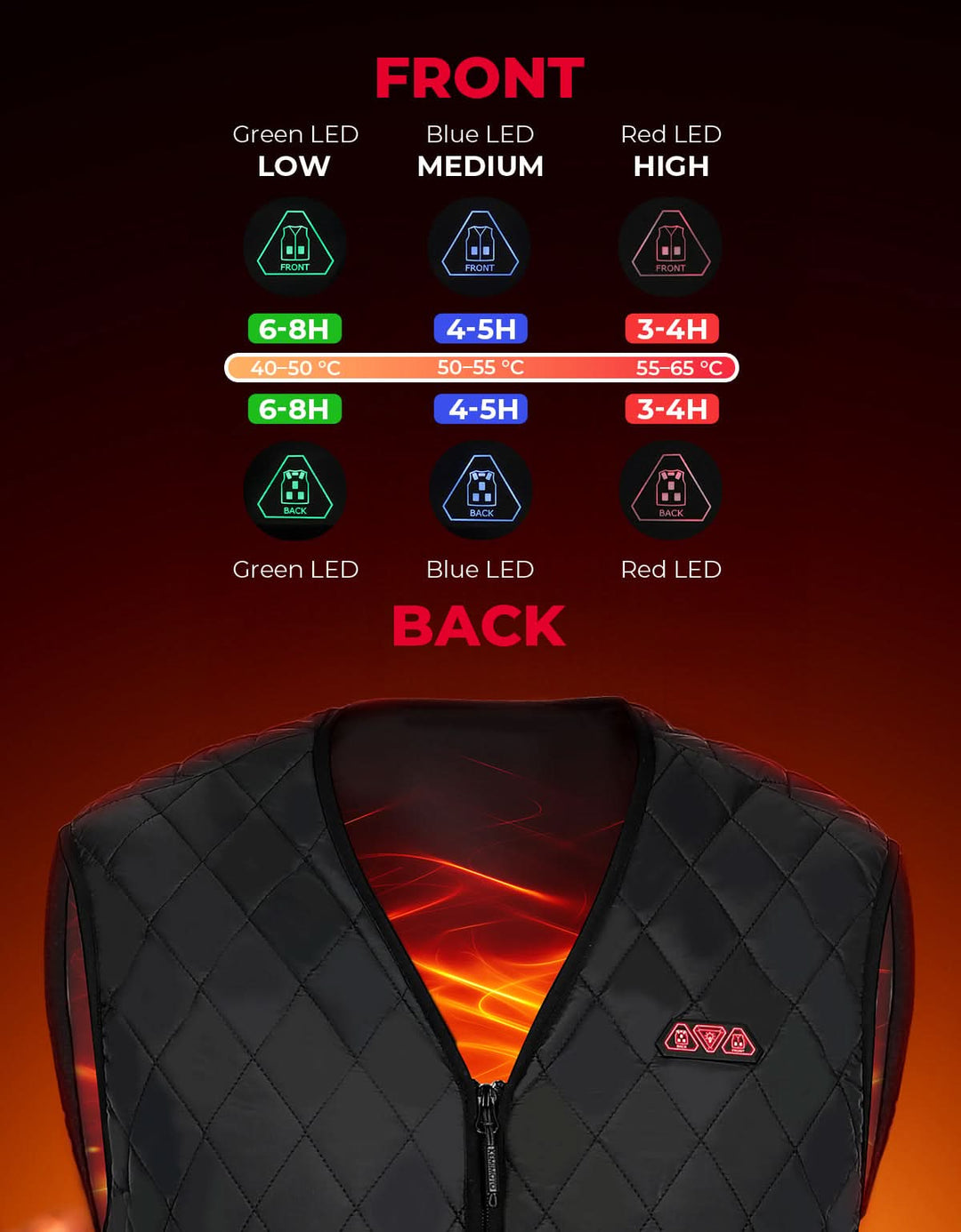Heated Vest for Men Winter V-Neck Quilted Puffer Jacket (Batteries Not Included)