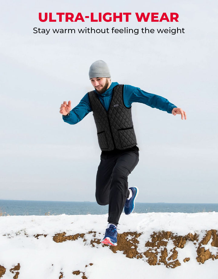 Heated Vest for Men Winter V-Neck Quilted Puffer Jacket (Batteries Not Included)