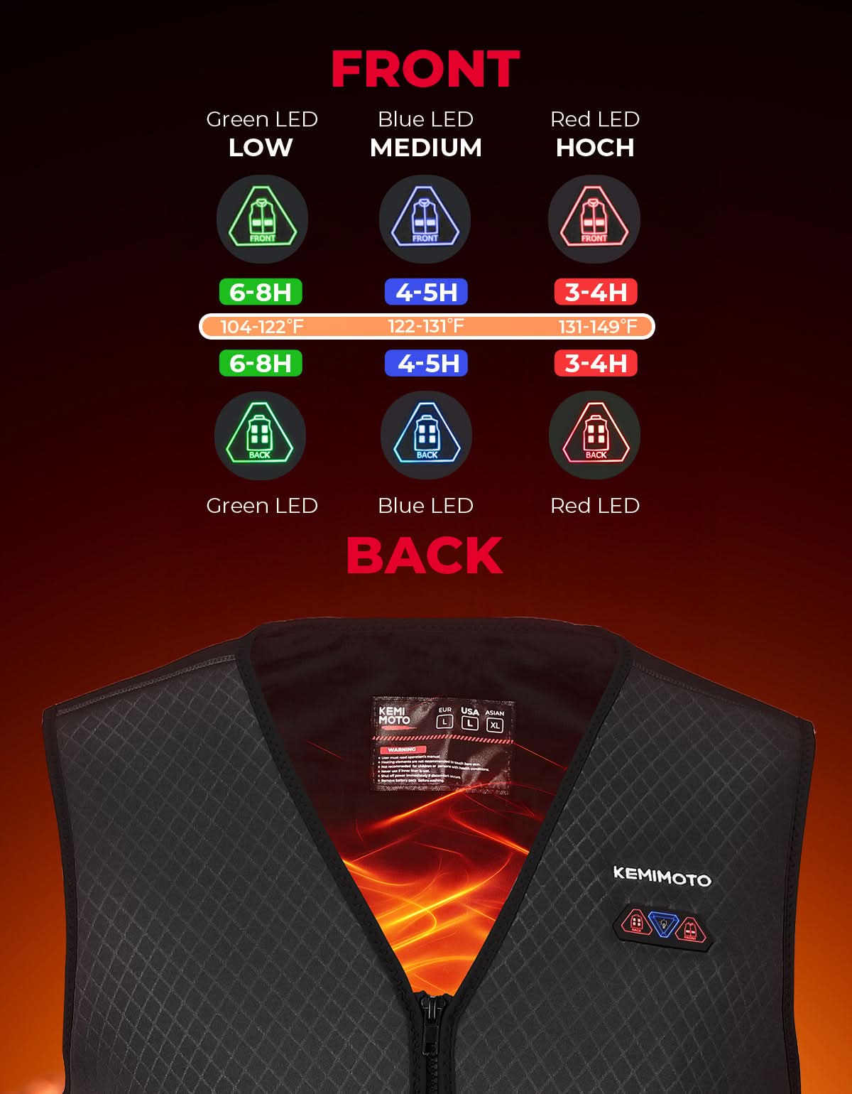 Heated Vest with Battery Pack