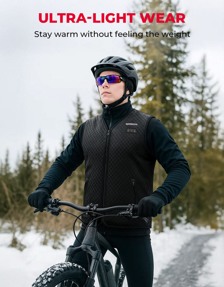 Men’s Heated Vest with Battery Pack – V-Neck, Hidden Pocket Design for Hunting & Winter Sports - Kemimoto
