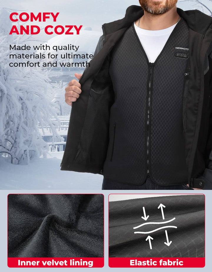 Men’s Heated Vest with Battery Pack – V-Neck, Hidden Pocket Design for Hunting & Winter Sports - Kemimoto