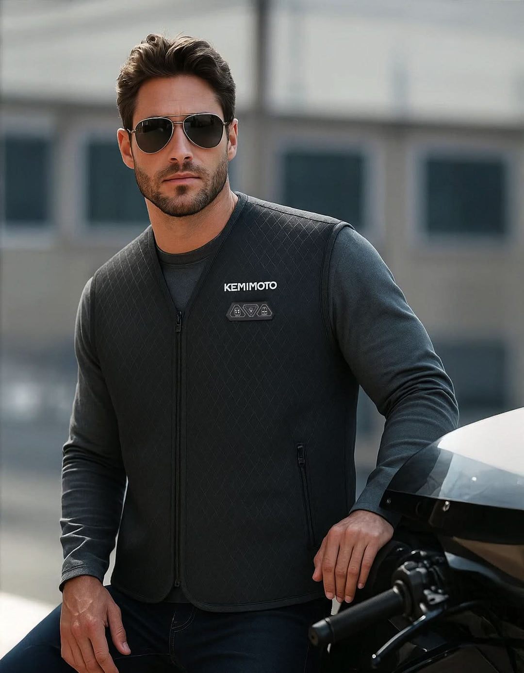Men’s Heated Vest with Battery Pack – V-Neck, Hidden Pocket Design for Hunting & Winter Sports - Kemimoto