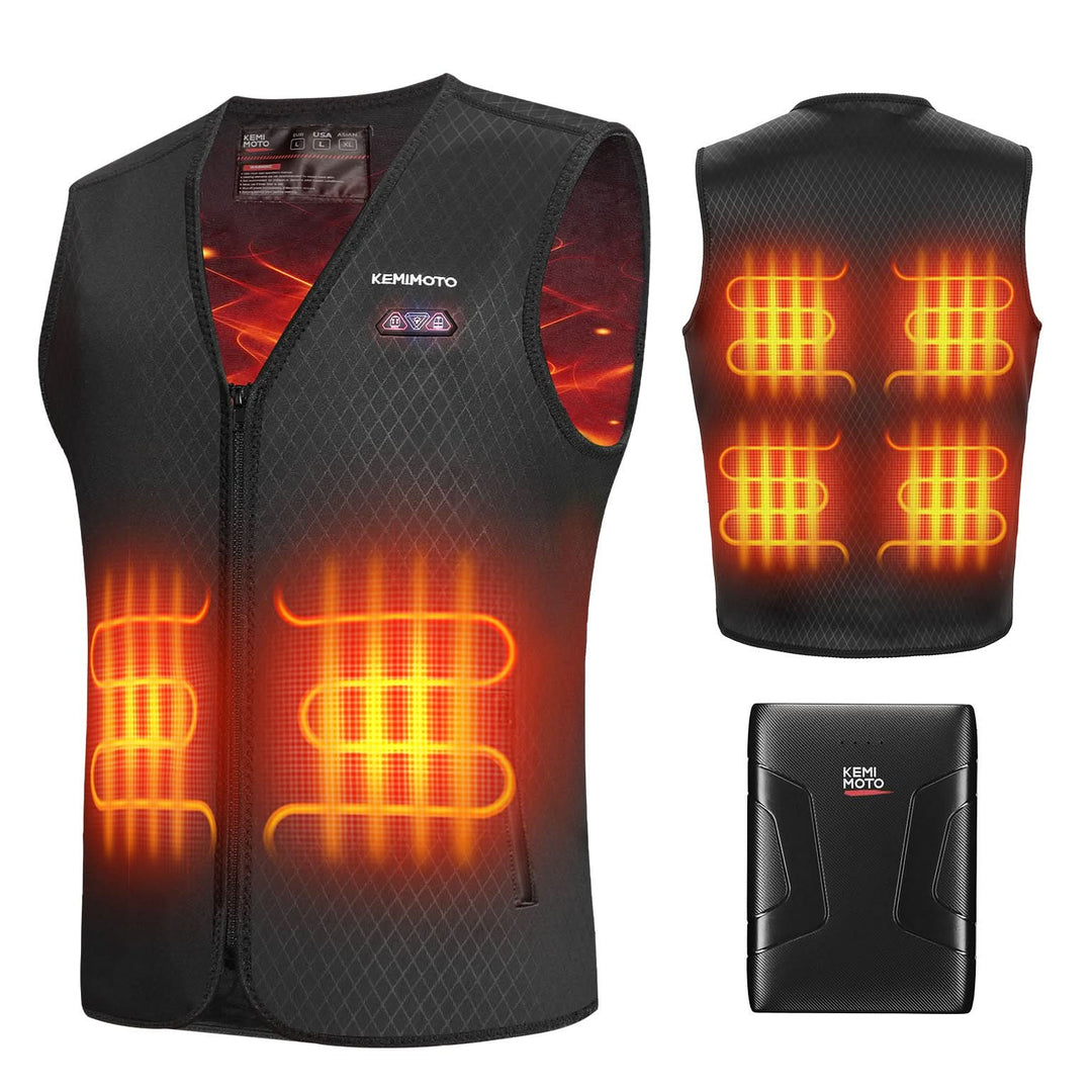 Men’s Heated Vest with Battery Pack – V-Neck, Hidden Pocket Design for Hunting & Winter Sports - Kemimoto