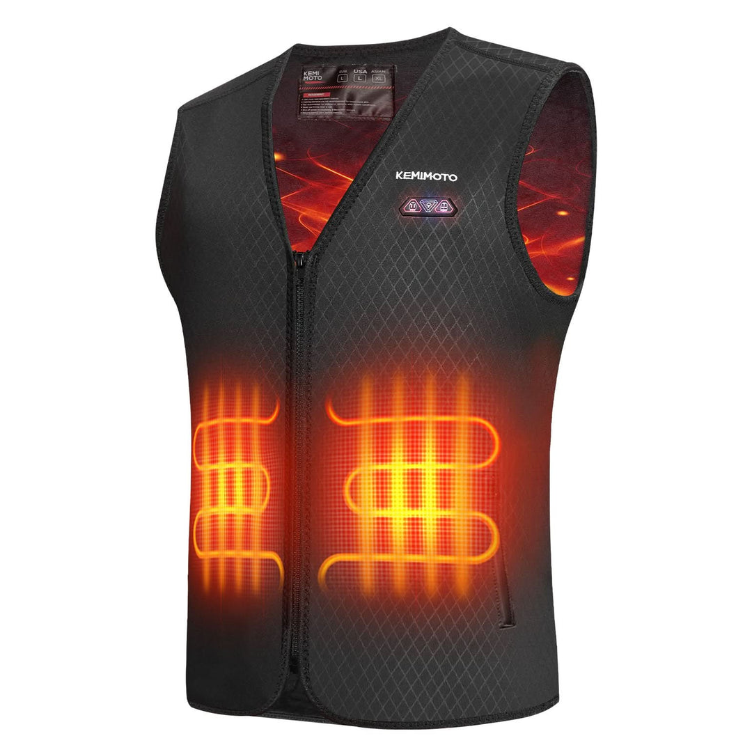 Men’s Heated Vest with Battery Pack – V-Neck, Hidden Pocket Design for Hunting & Winter Sports - Kemimoto
