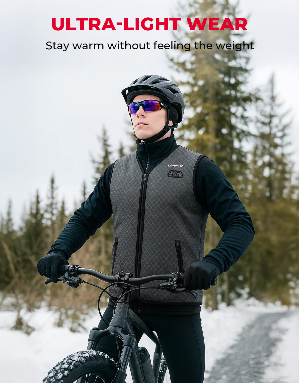 Men’s Heated Vest – Electric Warming Vest for Hunting & Winter Sports (No Battery) - Kemimoto