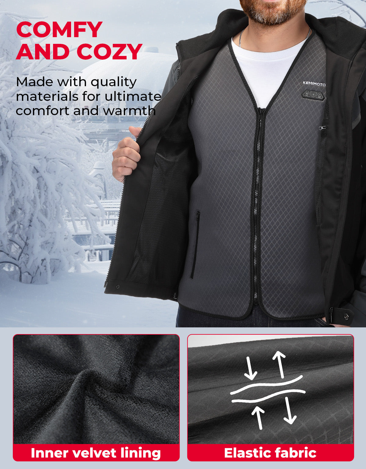 Men’s Heated Vest – Electric Warming Vest for Hunting & Winter Sports (No Battery) - Kemimoto