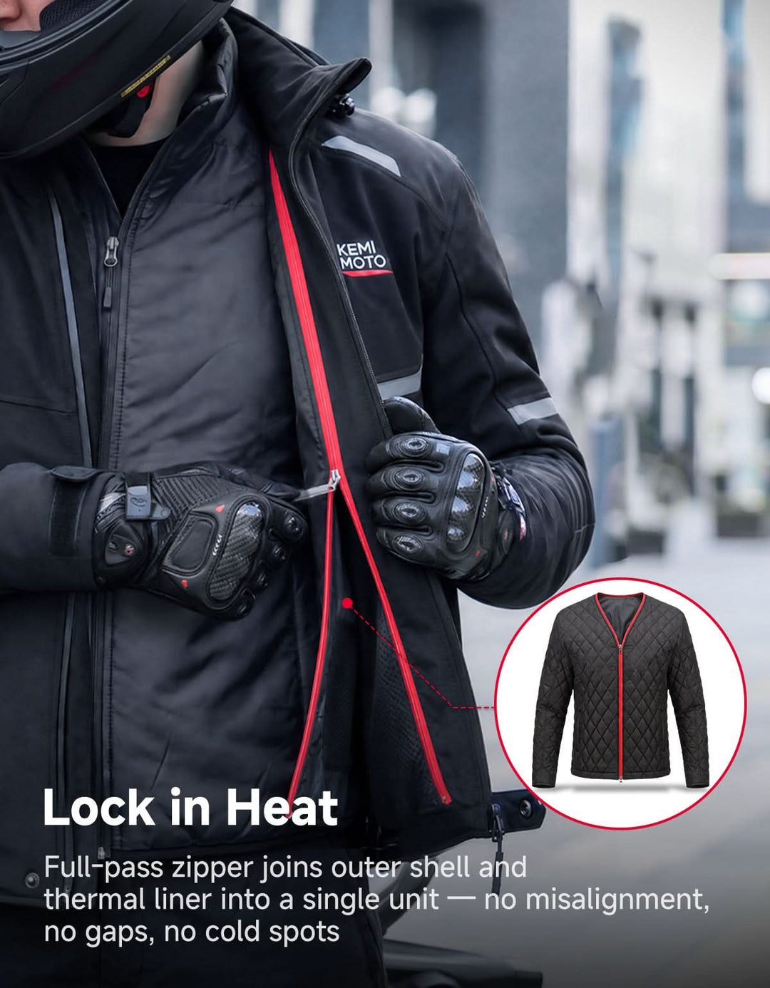 2-in-1 Detachable Liner CE Armor All Season Motorcycle Jacket
