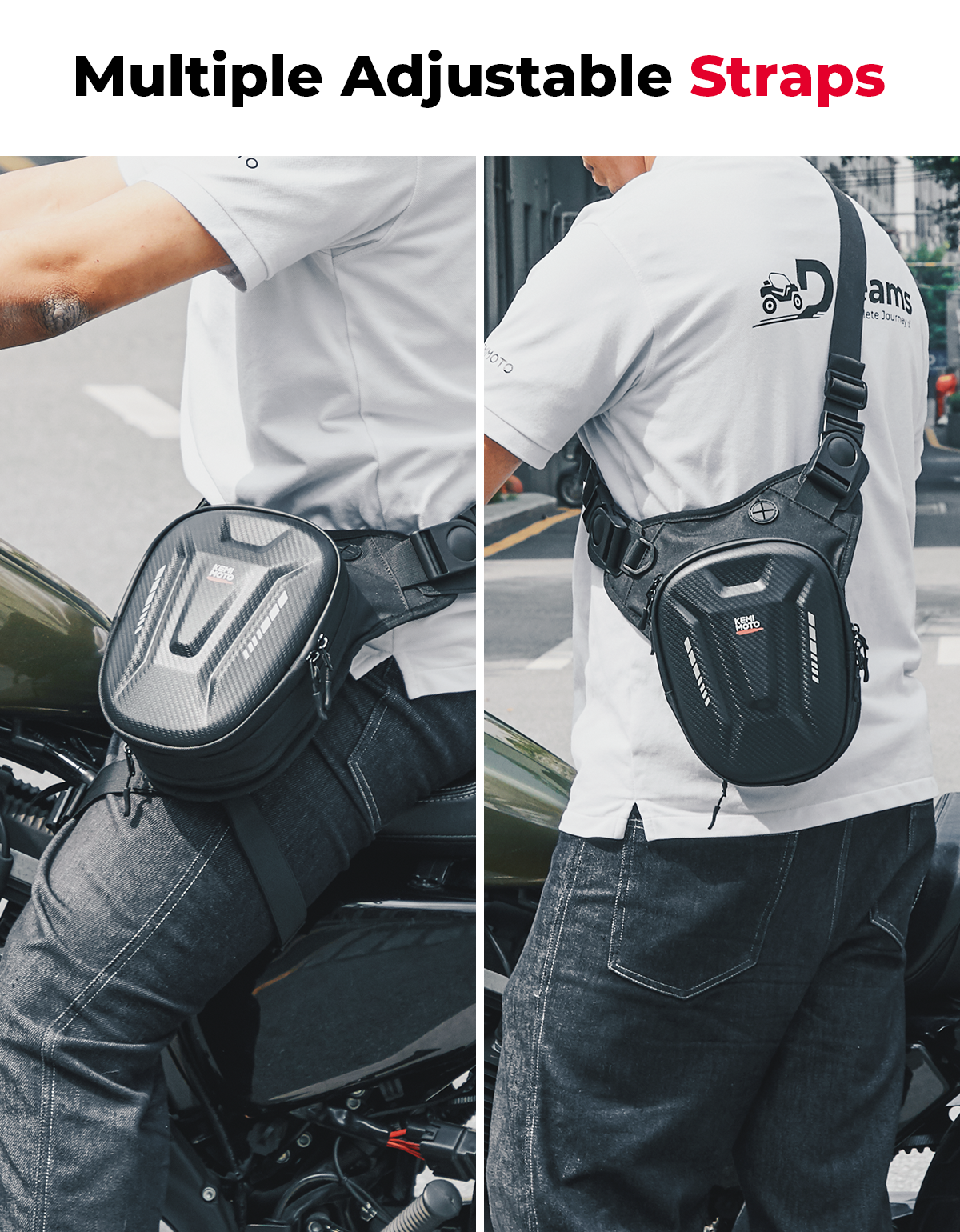 Motorcycle Tank Bag, 12L EVA Hard Shell Thigh Bag - Kemimoto