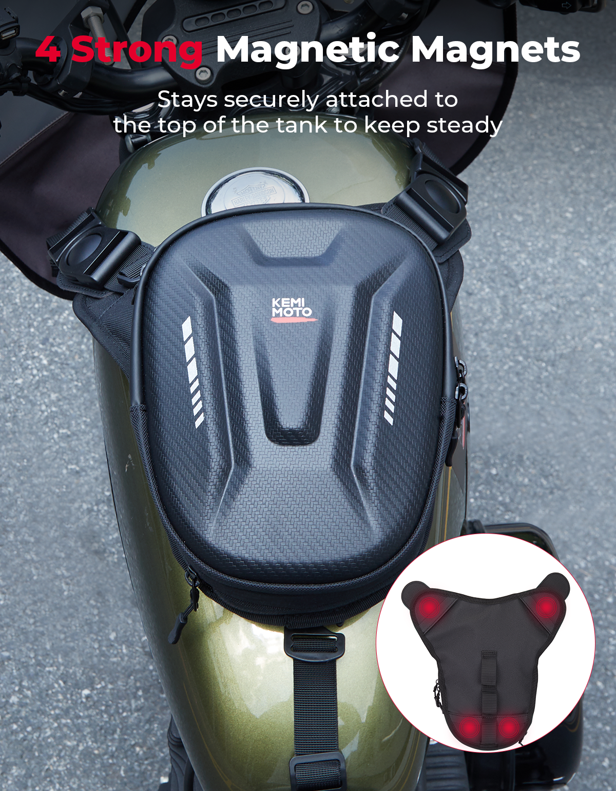 Motorcycle Tank Bag, 12L EVA Hard Shell Thigh Bag - Kemimoto