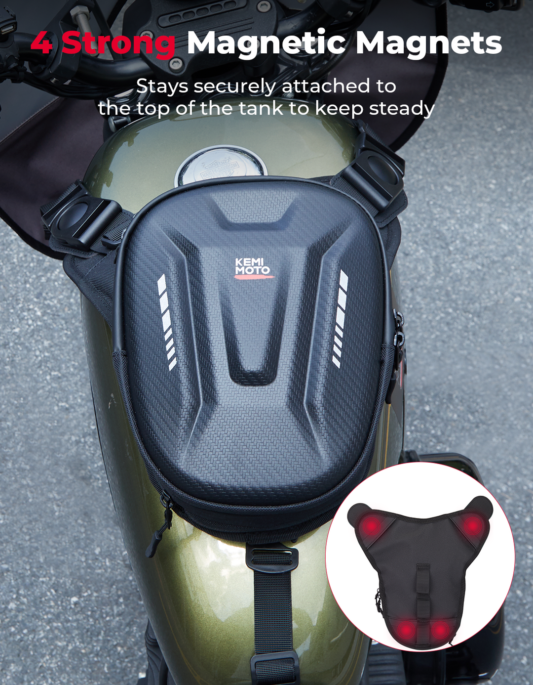 Motorcycle Tank Bag, 12L EVA Hard Shell Thigh Bag - Kemimoto