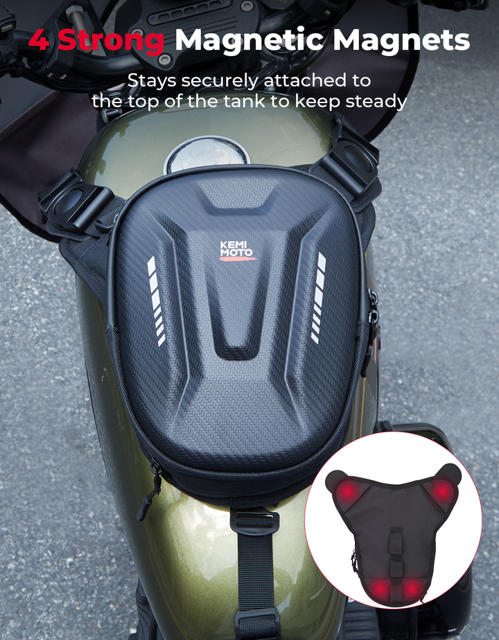 Motorcycle Tank Bag, 12L EVA Hard Shell Thigh Bag - Kemimoto