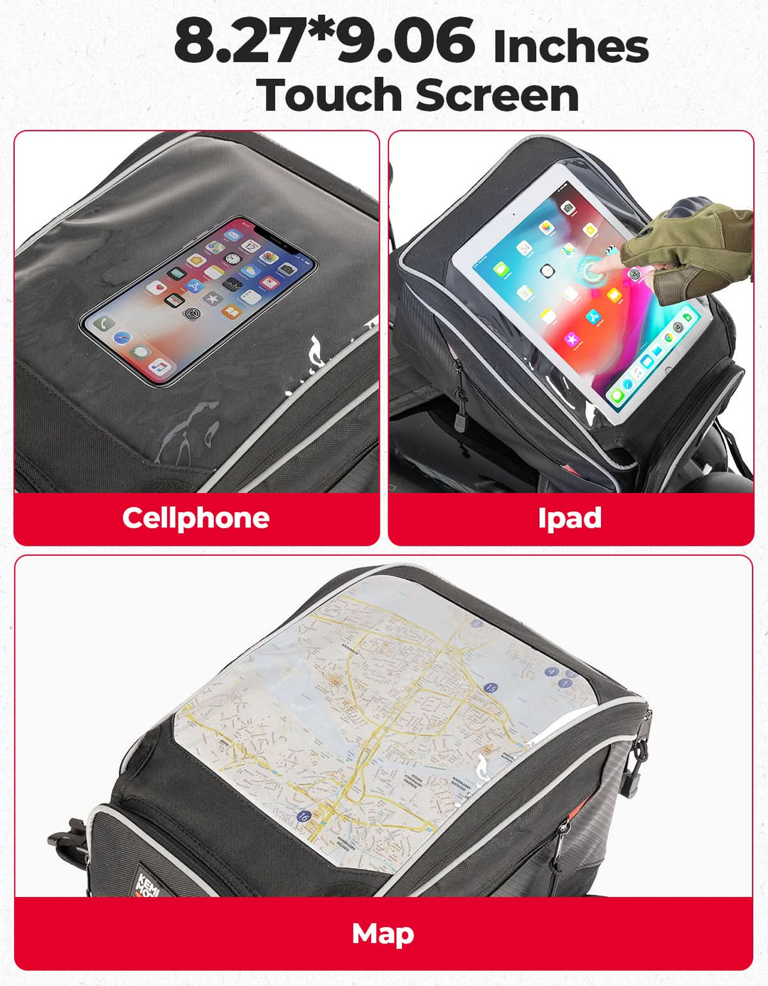 Motorcycle Tank Bag with Waterproof Cover for Most Motorcycles - Kemimoto