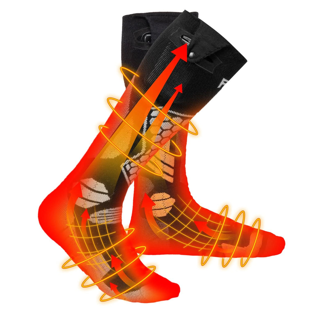 Black App-Controlled Heated Socks with 5000mAh Batteries