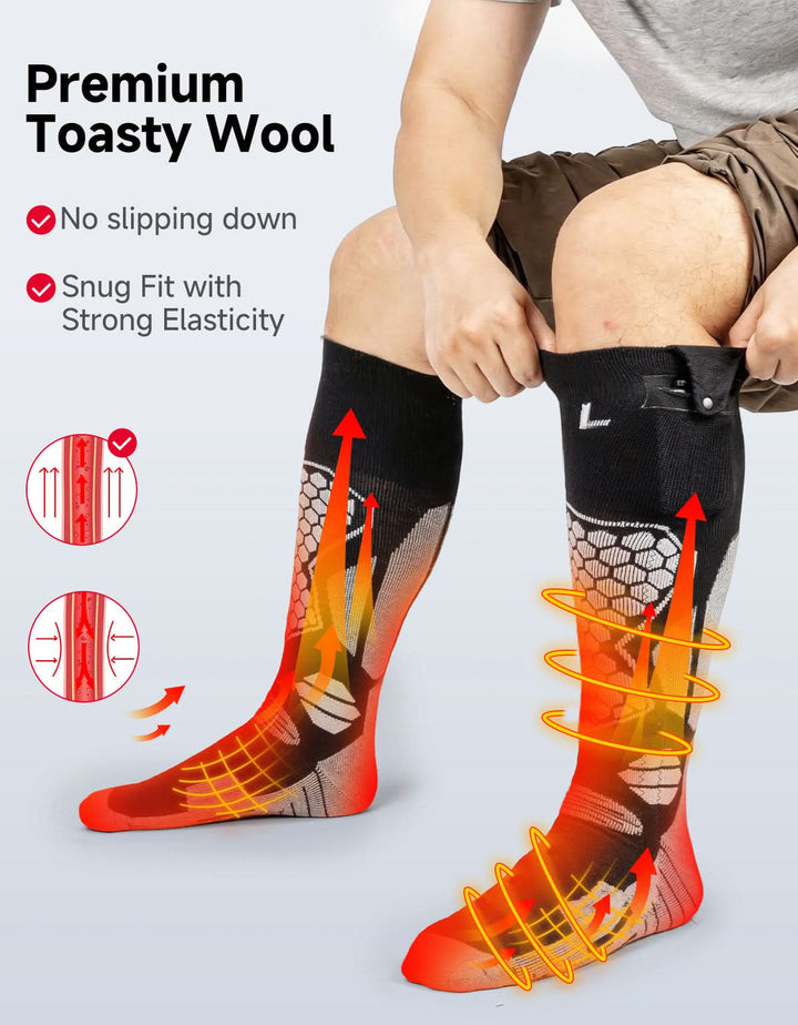 Black App-Controlled Heated Socks 2Pcs with 5000mAh Batteries