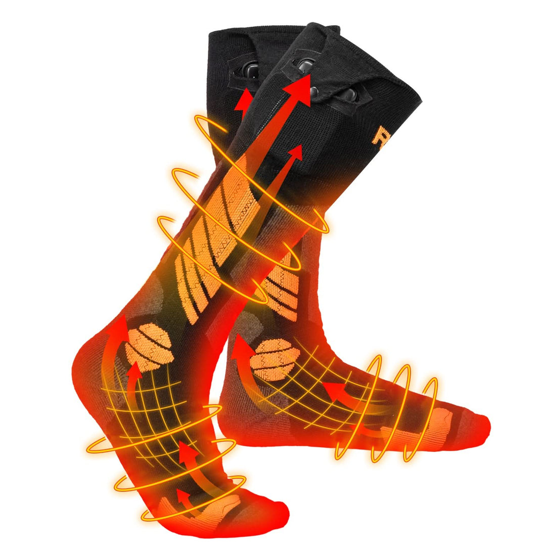 Black App-Controlled Heated Socks with 5000mAh Batteries