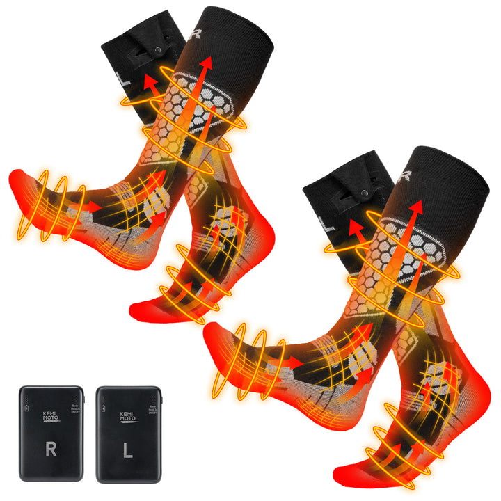 Black App-Controlled Heated Socks 2Pcs with 5000mAh Batteries