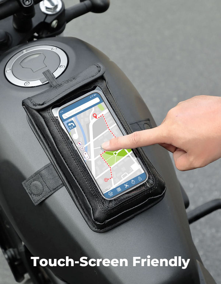 Magnetic PU Leather Motorcycle Tank Phone Bag, 6.9 Inch - Kemimoto