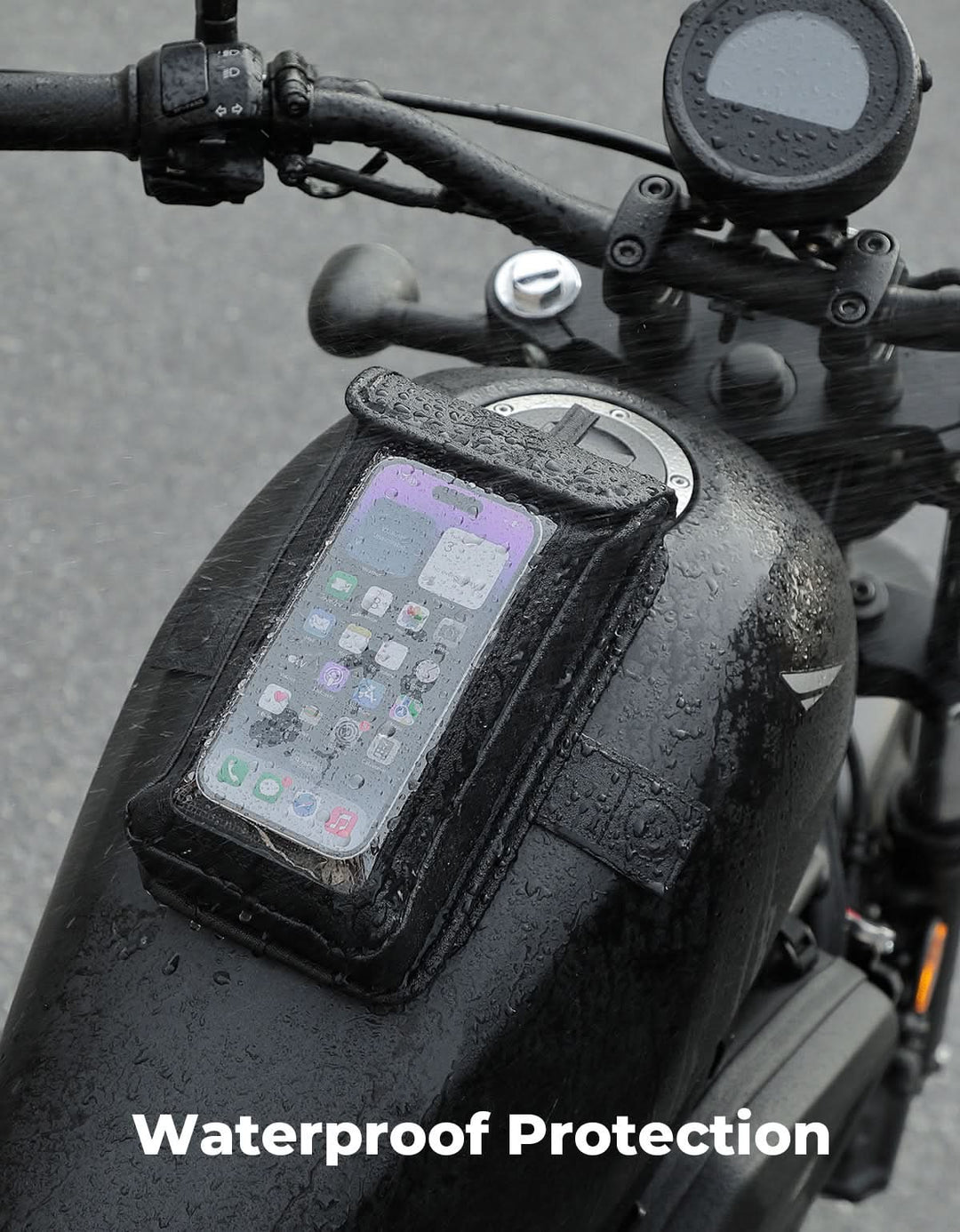 Magnetic PU Leather Motorcycle Tank Phone Bag, 6.9 Inch - Kemimoto