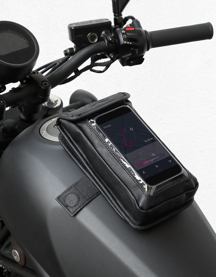 Magnetic PU Leather Motorcycle Tank Phone Bag, 6.9 Inch - Kemimoto