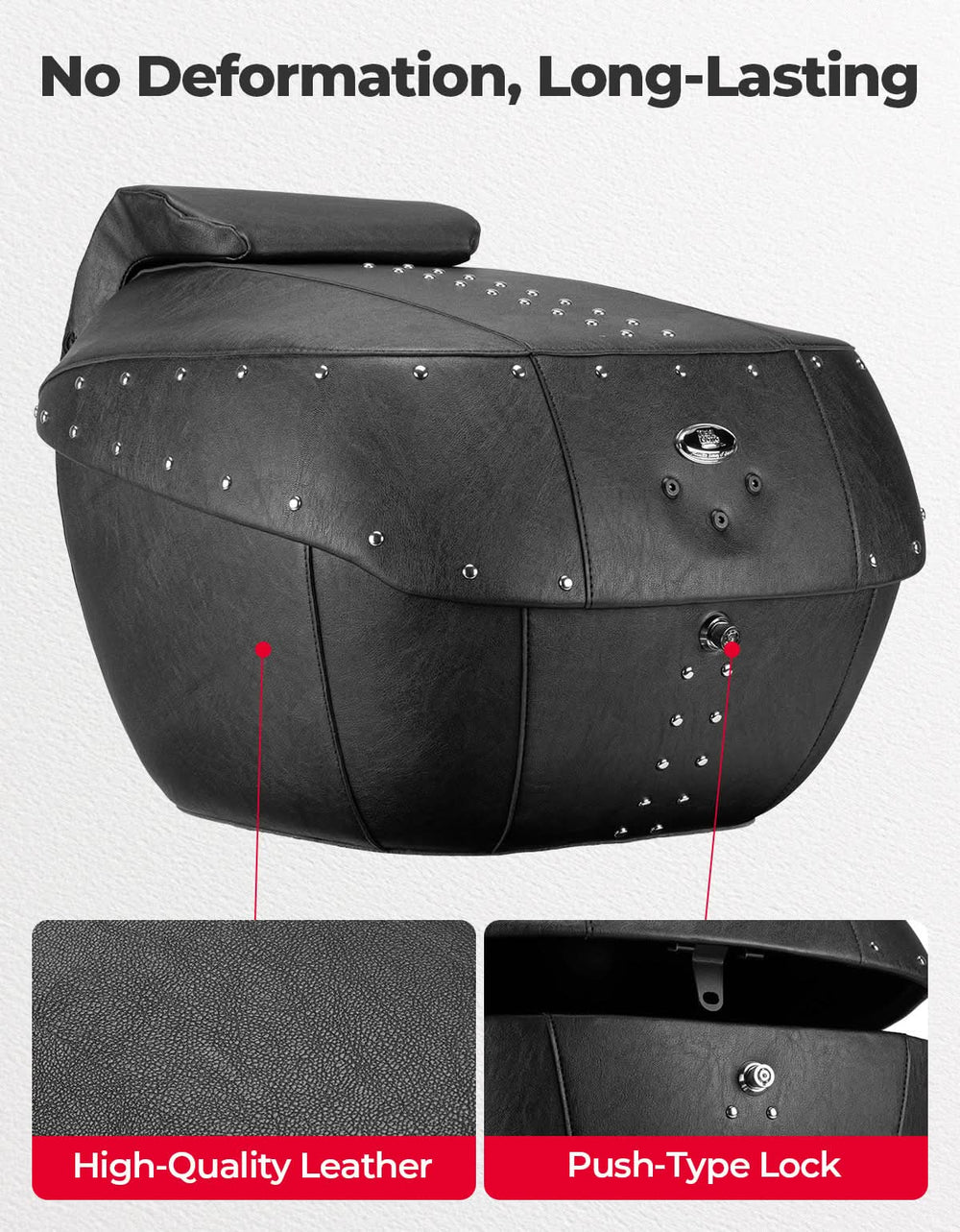 43L Waterproof Motorcycle Top Case Hard Shell with Lock - Kemimoto