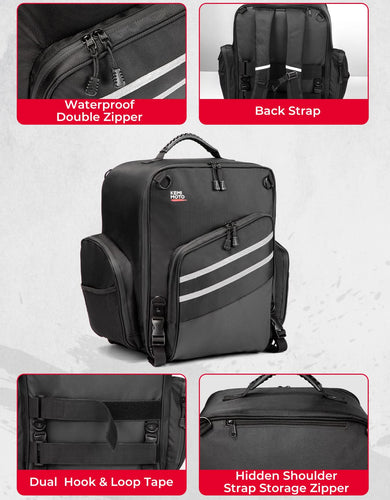 Motorcycle Sissy Bar Bag, 40LMotorcycle Luggage Rack Tail Bag - Kemimoto