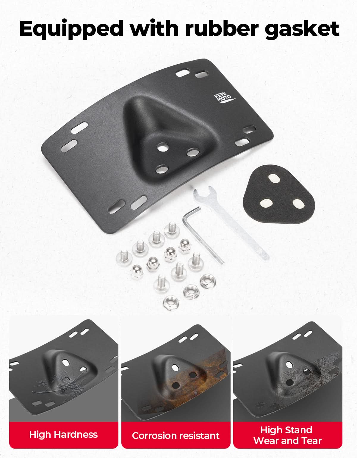 Motorcycle Curved Laydown License Plate Bracket for 3 Hole Mount - Kemimoto
