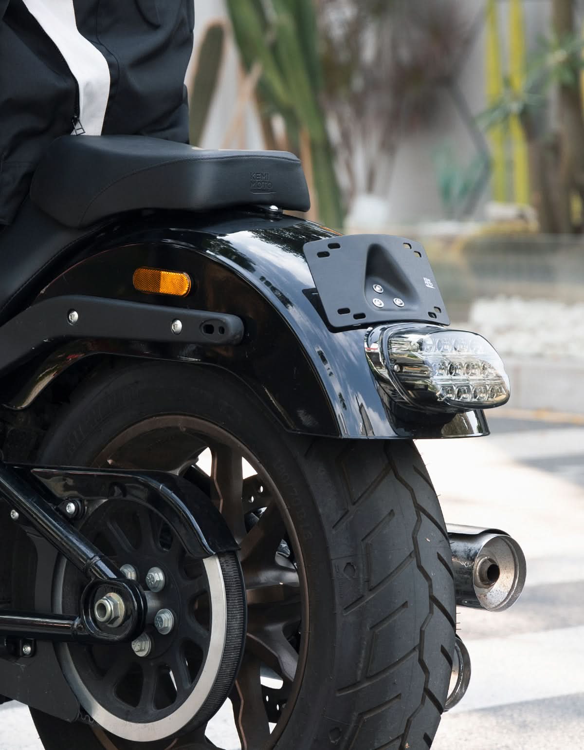 Motorcycle Curved Laydown License Plate Bracket for 3 Hole Mount - Kemimoto