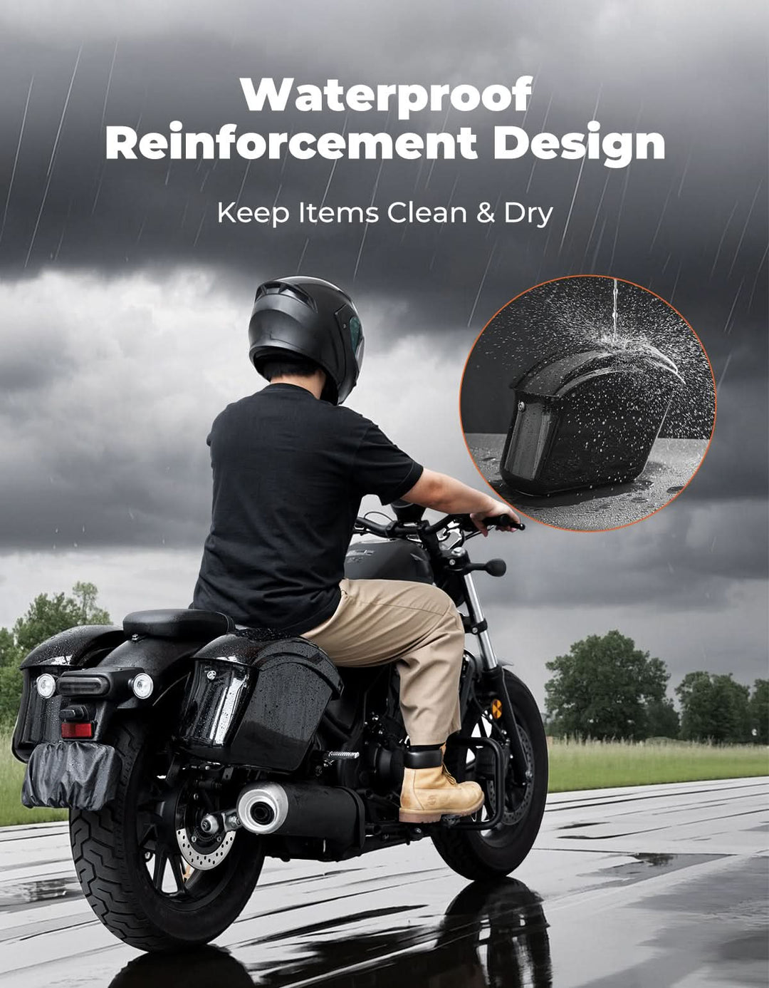 22L Hard Saddlebags with Lock, Waterproof for Cruiser & Dyna - Kemimoto