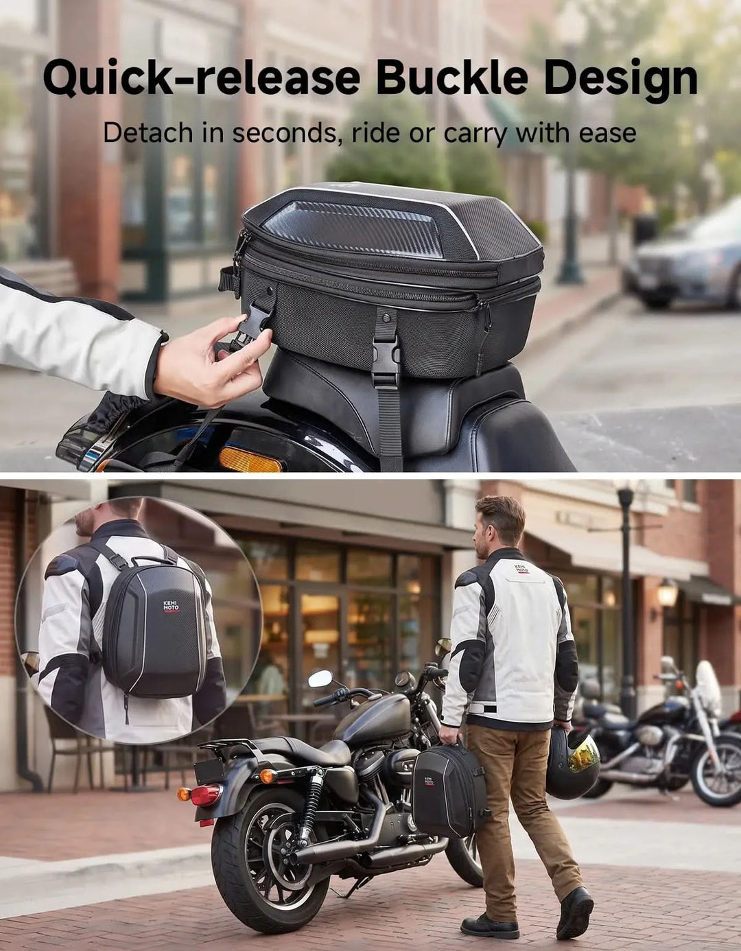 11-21L Expandable EVA Hard Shell Motorcycle Tail Bag For Touring Commuting