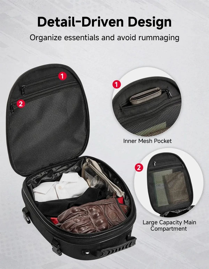 11-21L Expandable EVA Hard Shell Motorcycle Tail Bag For Touring Commuting