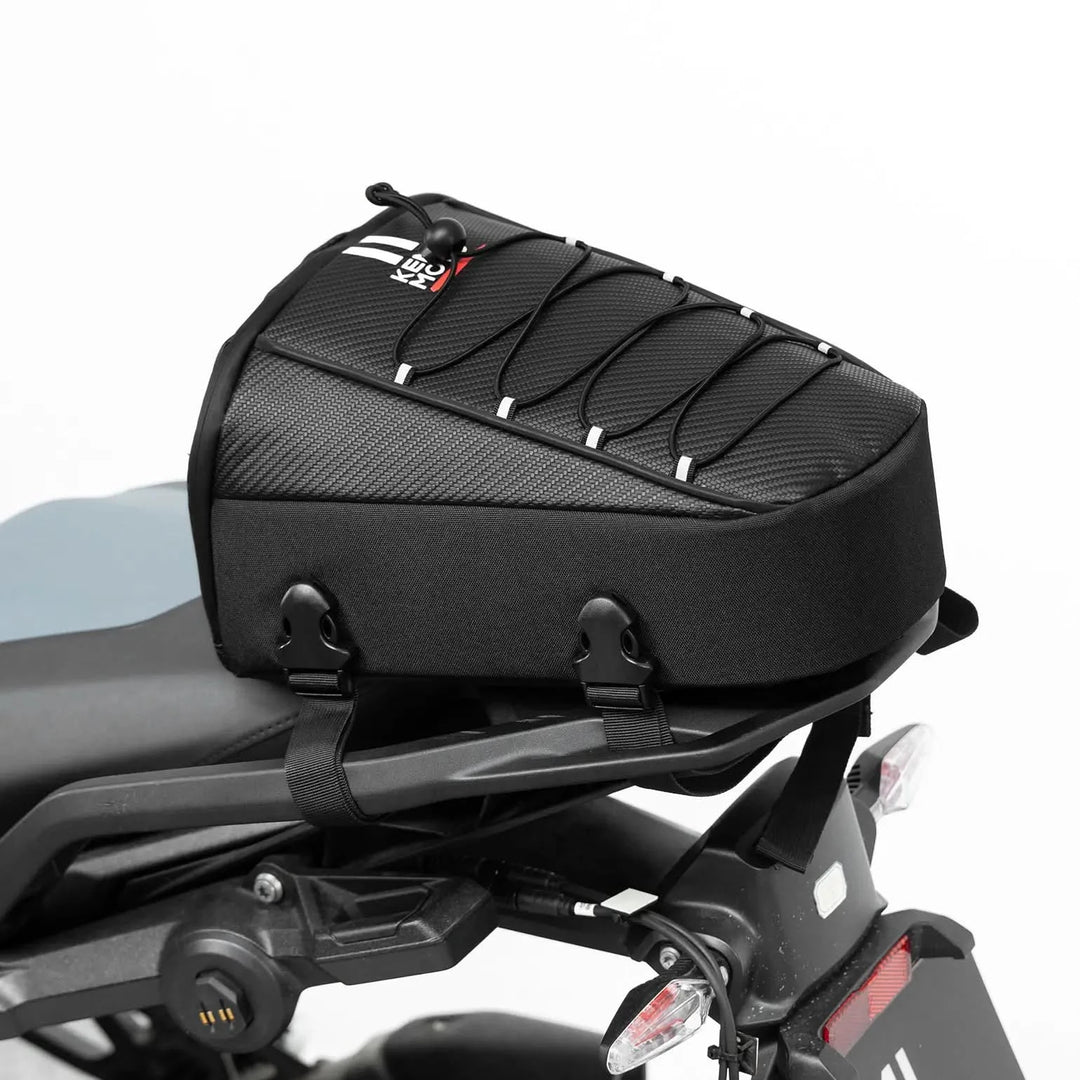 10L Motorcycle Tail Bag Carbon Fiber Rain Cover Shoulder Strap