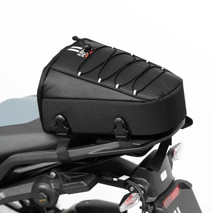 10L Motorcycle Tail Bag Carbon Fiber Rain Cover Shoulder Strap