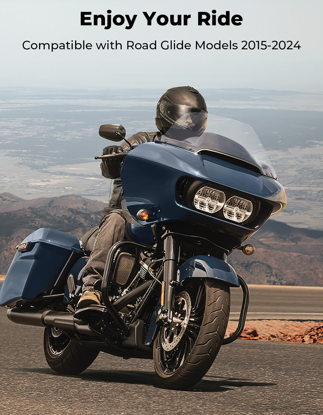Clear 14" Windshield Windscreen Acrylic for Touring Road Glide 2015-2024 - Kemimoto