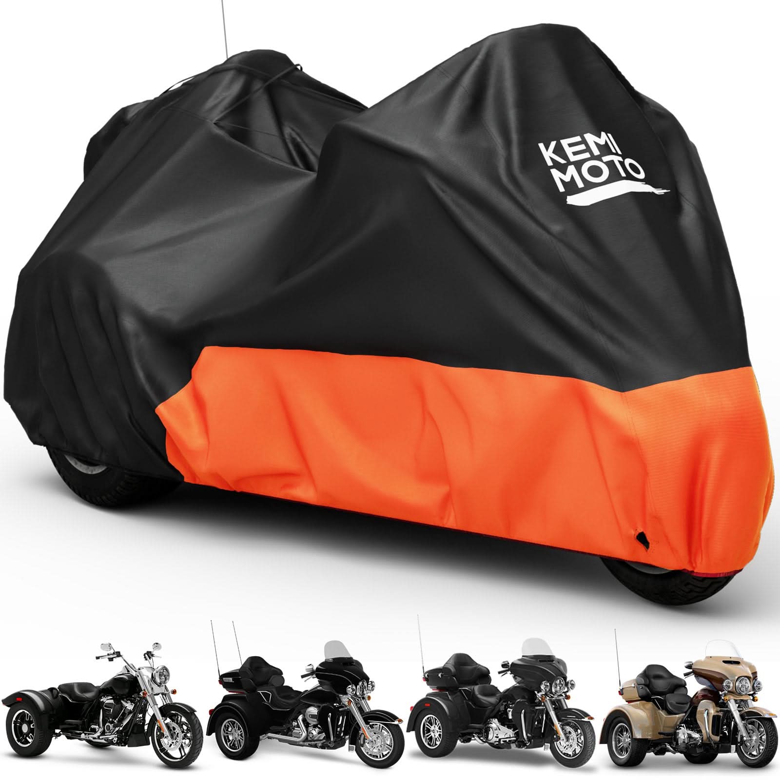 Upgraded Motorcycle Trike Cover 3 Wheel Waterproof Cover for Trike Models - Kemimoto