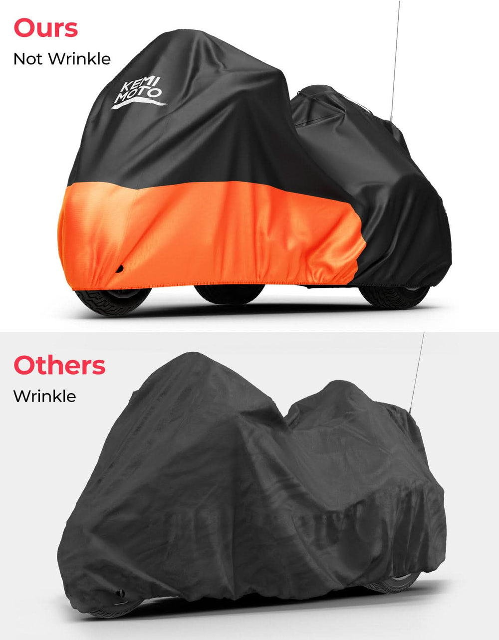 Upgraded Motorcycle Trike Cover 3 Wheel Waterproof Cover for Trike Models - Kemimoto
