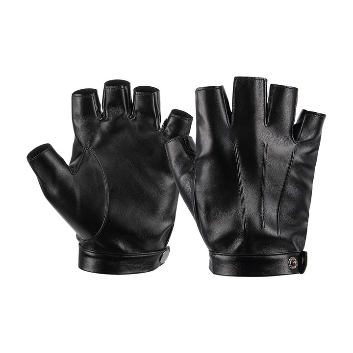 Fingerless Driving Gloves, PU Faux Leather Half Finger Glove for Men Women Teens - Kemimoto