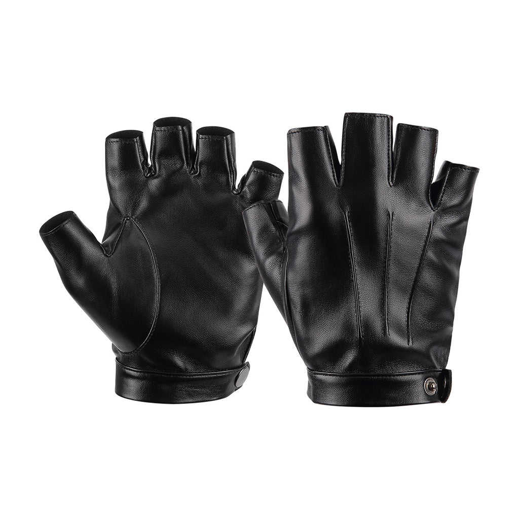 Women’s Fingerless Leather Driving Gloves, Marine / L
