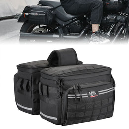 Motorcycle SaddleBags 15L with Brackets for Softail Dyna Sportster Cruiser - Kemimoto