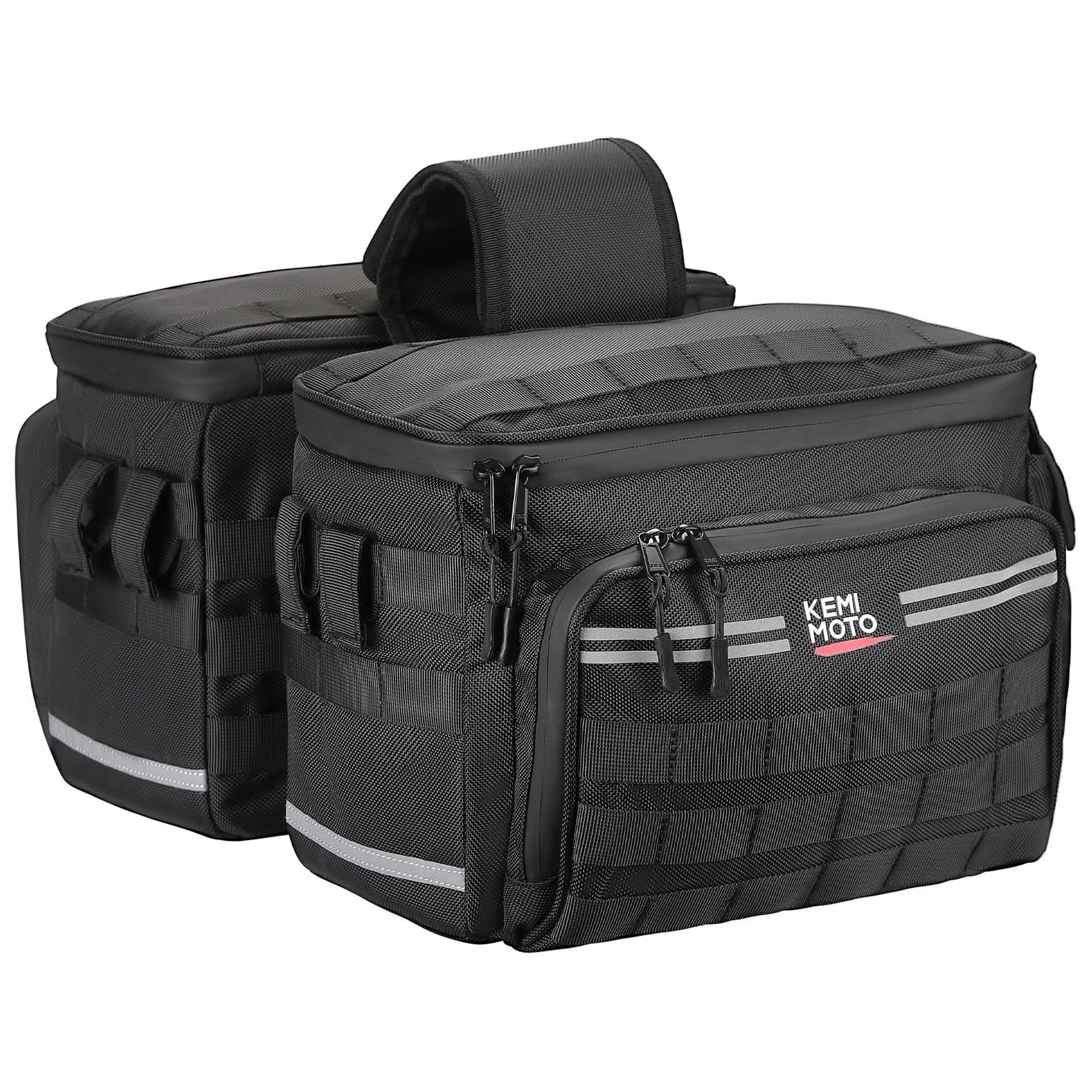 Motorcycle SaddleBags 15L with Brackets for Softail Dyna Sportster Cruiser - Kemimoto
