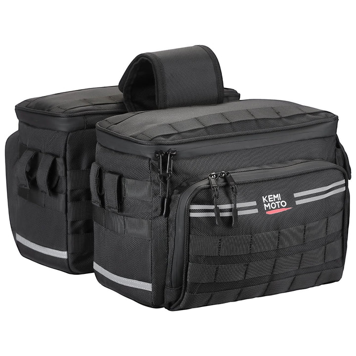 Motorcycle SaddleBags 15L with Brackets for Softail Dyna Sportster Cruiser - Kemimoto
