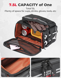 Motorcycle SaddleBags 15L with Brackets for Softail Dyna Sportster Cruiser - Kemimoto