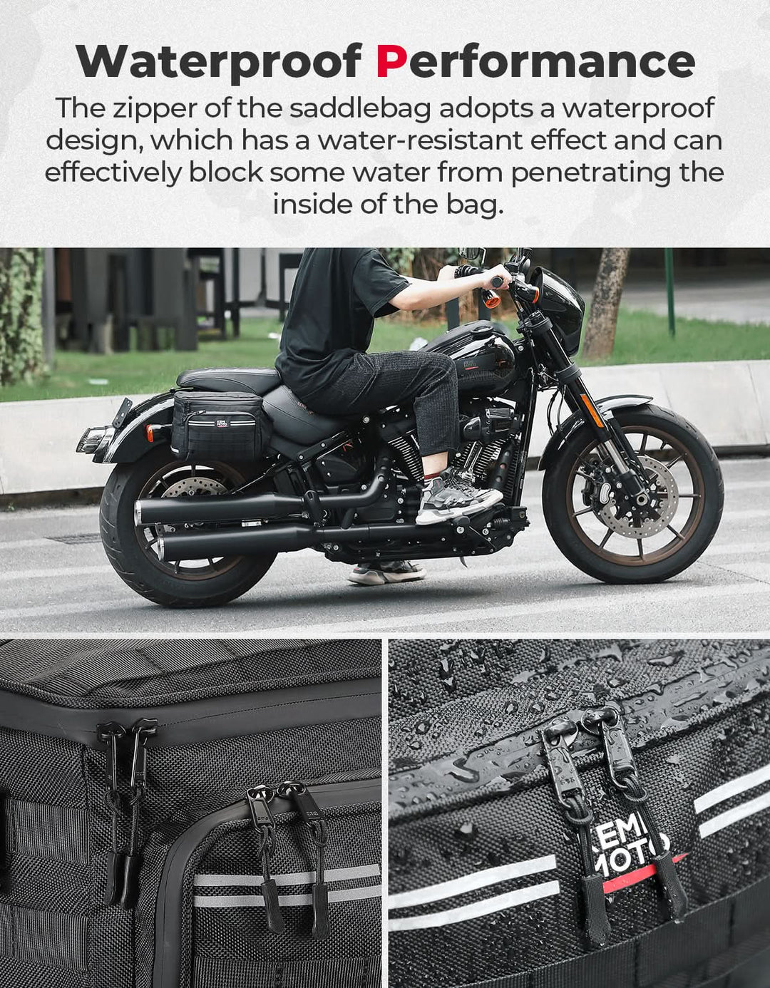 Motorcycle SaddleBags 15L with Brackets for Softail Dyna Sportster Cruiser - Kemimoto