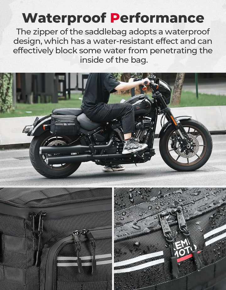 Motorcycle SaddleBags 15L with Brackets for Softail Dyna Sportster Cruiser - Kemimoto
