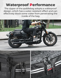 Motorcycle SaddleBags 15L with Brackets for Softail Dyna Sportster Cruiser - Kemimoto