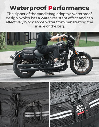 Motorcycle SaddleBags 15L with Brackets for Softail Dyna Sportster Cruiser - Kemimoto