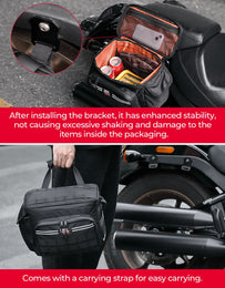 Motorcycle SaddleBags 15L with Brackets for Softail Dyna Sportster Cruiser - Kemimoto