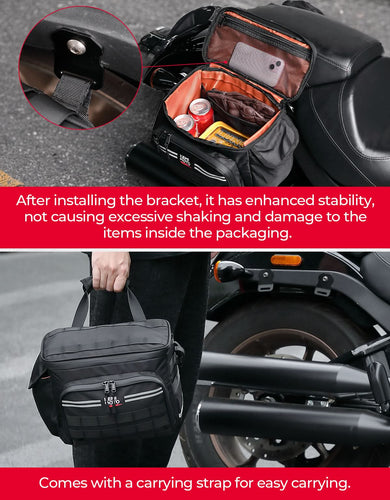 Motorcycle SaddleBags 15L with Brackets for Softail Dyna Sportster Cruiser - Kemimoto
