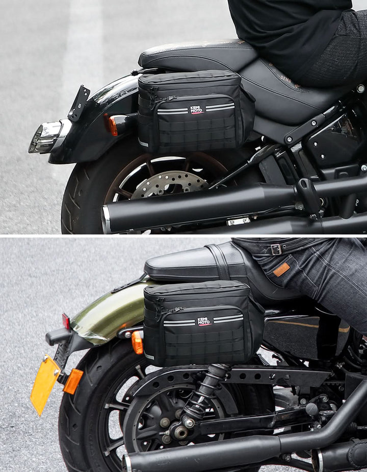 Motorcycle SaddleBags 15L with Brackets for Softail Dyna Sportster Cruiser - Kemimoto