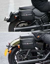 Motorcycle SaddleBags 15L with Brackets for Softail Dyna Sportster Cruiser - Kemimoto