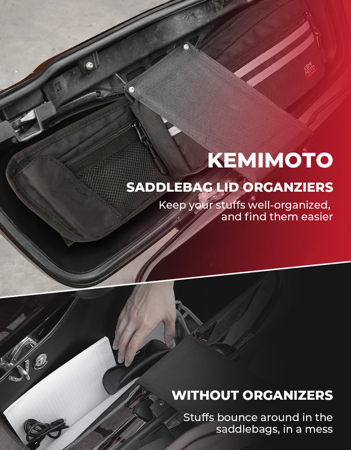Upgraded Saddlebag Lid Organizers 2 Pack for Touring Street Glide Road King - Kemimoto